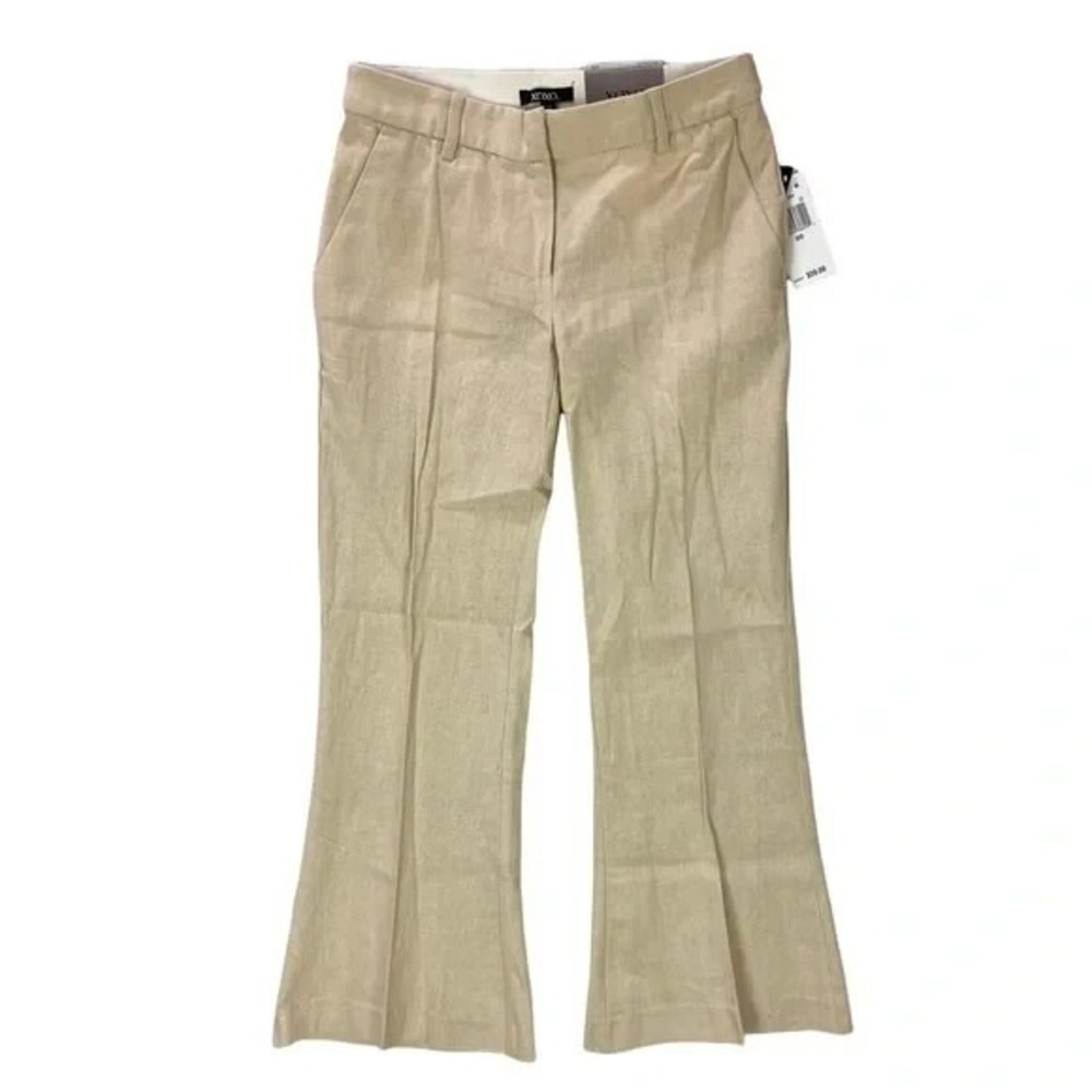 XOXO Natalie Short Light Tan Linen Blend Flare Leg Pant NWT Size 1/2